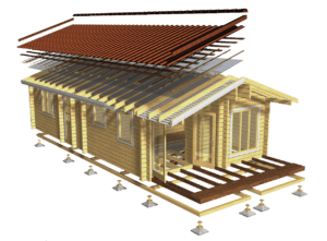 Log Cabin Home 3D view