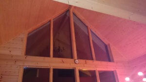 window in log cabin