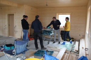 Finlog Wooden Log Cabin Home Being Built meeting