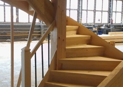 Wooden lodge stairway